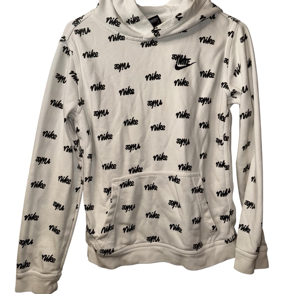 Nike Big Kids' (Boys') Printed Pullover Hoodie White/White/Black (XL)